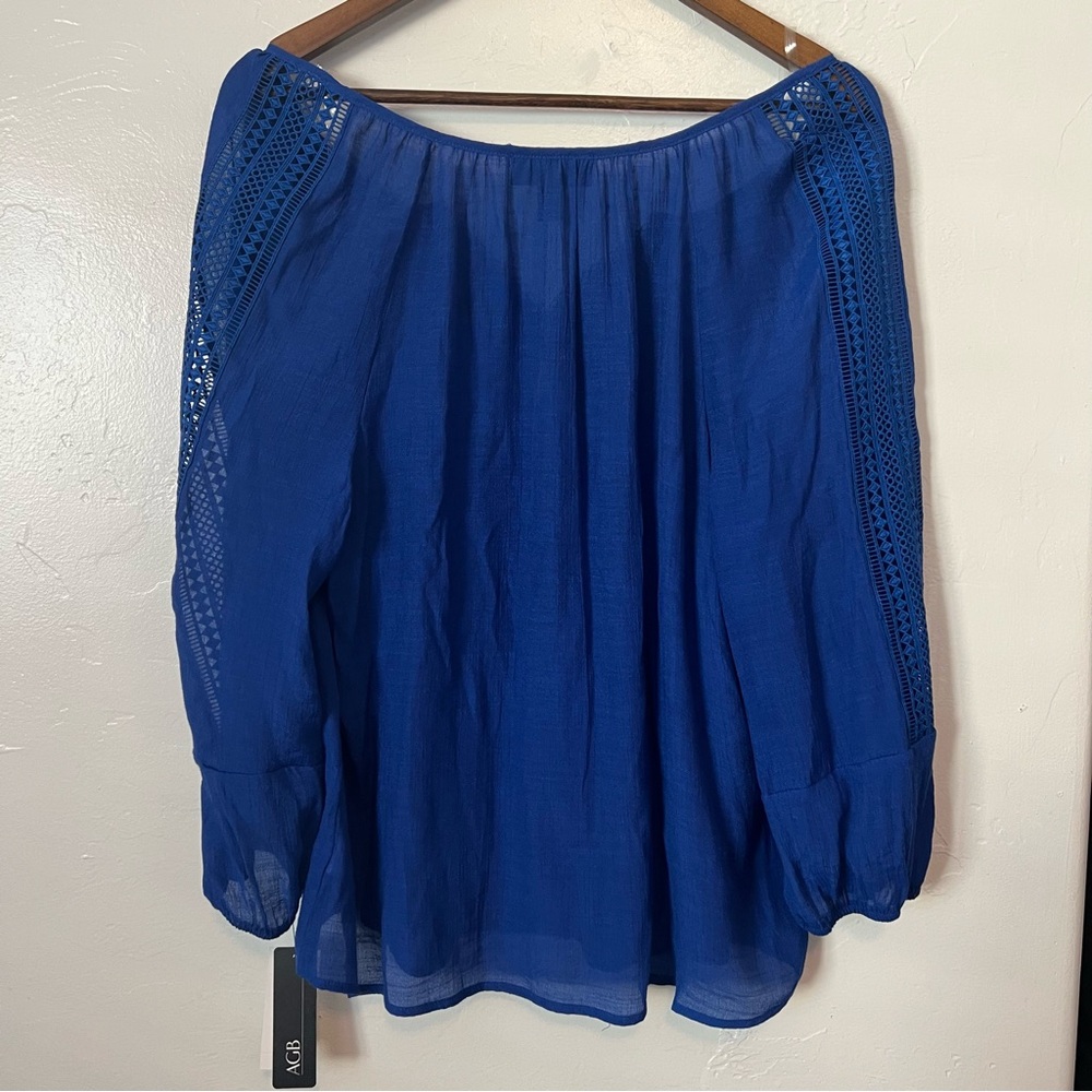 NWT AGB Royal Blue Blouse Women’s Size L Boho - Picture 8 of 8
